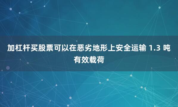 加杠杆买股票可以在恶劣地形上安全运输 1.3 吨有效载荷